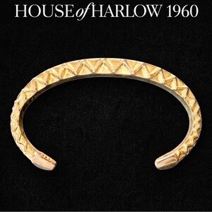 House of Harlow 1960 Gold Pyramid Cuff Bracelet Aztec Boho Statement